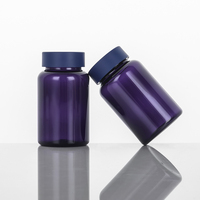 Sans BPA, qualité alimentaire 120cc PET violet vide bocal à bonbons pilule médecine capsules en plastique