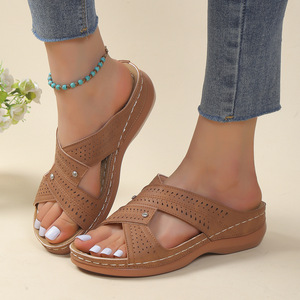 Nuevas Sandalias de Plataforma con Tacón Alto y Punta Redonda para Mujer 2026, con Tiras Cruzadas, Punta Abierta, Tacón Inclinado y Plantilla Transpirable - Product Image 4