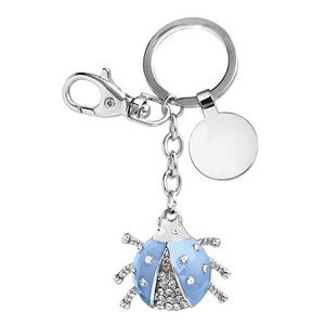 Portachiavi in Pelle Bianco/Azzurro Ladybird - Product Image 1