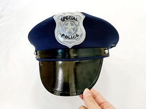 Chapeau à huit branches à paillettes noires pour costumes d'halloween pour adultes en cuir PU Performance de scène de policier - Product Image 5