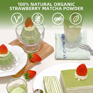 Poudre de matcha à la fraise biologique en marque privée OEM, boisson saine, sachet, emballage en tasse, échantillon gratuit, thé instantané de qualité alimentaire - Product Image 4