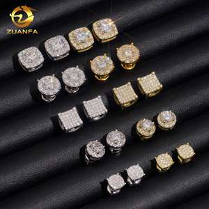 USA Stock Hip Hop Jewelry Mens Moissanite <strong>Earrings</strong> Pass Diamond Tester Solid 925 Silver Iced Out Moissanite Screw <strong>Back</strong> <strong>Earrings</strong> - Product Image 2