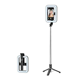 Nuovo bastone Selfie treppiede in acciaio inossidabile da 360 cm con rotazione a 138 gradi con telecomando ricaricabile e 9 modalità 3 colori luce ad anello da 8 pollici