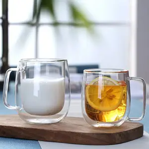 8 Oz 두 배 벽 선물 열 절연제 투명한 차 유리로 주문 로고를 가진 유리제 에스프레소 컵 맥주 유리 컵