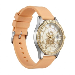 Reloj de Lujo para Mujer con Diseño de Velero, Números Romanos, Esfera Amarillo Claro, Correa de Silicona de Liberación Rápida, Reloj de Cuarzo para Dama - Product Image 1