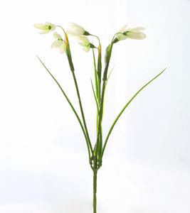 Venta al por mayor de tela de seda artificial campanillas de las nieves flor 3 tenedores campanillas comunes campanilla realista para el hogar Acción de Gracias Pascua - Product Image 6