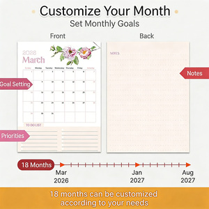 <span class=keywords><strong>Calendrier</strong></span> de bureau personnalisé à feuilles mobiles 18 mois 223x165mm avec pochette pour la maison et le bureau, cadeau esthétique, disponible en petites séries - Product Image 3