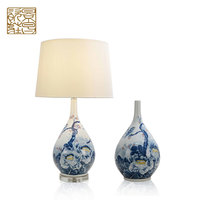 Nouvelle lampe de table électrique en céramique avec abat-jour en forme de tambour, style européen romantique, éclairage décoratif