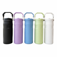 Bouteille d'eau en acier inoxydable avec paille, double paroi isolée sous vide, en acier 304, portable pour la gym, les activités de plein air et les voyages, vente en gros usine