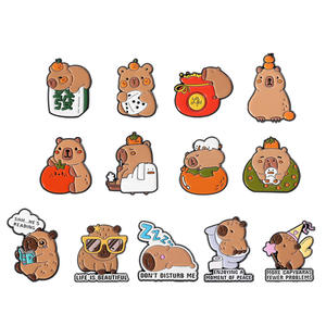 13สไตล์น่ารัก capybara เคลือบหมุดไพ่นกกระจอกลูกเต๋าตัวอักษรภาษาอังกฤษเข็มกลัดป้ายปกรูปสัตว์การ์ตูนเครื่องประดับของขวัญสำหรับเด็ก - Product Image 5