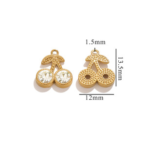 จี้เชอร์รี่เคลือบทอง 18K แบบ PVD หลากหลายแบบสำหรับทำเครื่องประดับ DIY |   กันน้ำ ป้องกันการแพ้ และไม่ซีดจาง - Product Image 4
