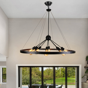 American Retro Candle Industrial Style Vintage Hallway, Dining Room, Entryway, and Corridor Multi-Light Metal Chandelier - Product Image 5