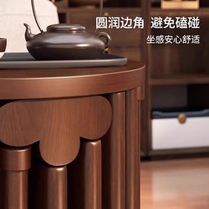 Solid Wood Round <b>Stool</b> Stackable Modern Chinese Style Home <b>Stool</b> <b>Ottoman</b> With Wheels - Product Image 3