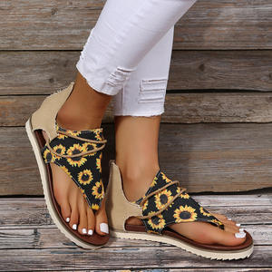 KF-78 nouvelle mode drapeau américain imprimé 4 juillet <span class=keywords><strong>sandales</strong></span> pour femmes avec léopard tournesol imprimé fermeture éclair plat string <span class=keywords><strong>sandales</strong></span> - Product Image 6