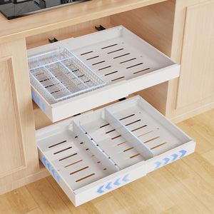 Pull Cabinet Organizer Expandable Heavy Duty Metal <b>Slide</b> <b>Drawers</b> Multifunction Flexible Kitchen Bathroom Living Room Food - Product Image 1