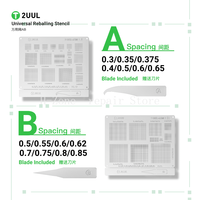 2UUL BG02 Stencil Reballing BGA Multifungsi Universal dengan Jarak 0.3/0.35/0.4 untuk CPU, NAND, WiFi, dan IC Power, Template Penanaman Timah