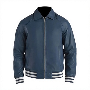 Chaqueta de Cuero Personalizada para Hombre, Estilo Bomber, con Cierre, Casual, Estilo Béisbol, Puños Acanalados, Ropa de Invierno, Fabricante OEM ODM - Product Image 1