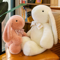 Jouets en peluche lapin à nœud papillon, confort pour le sommeil des bébés, poupées lapin roses, blanches et brunes, jouets en peluche doux, adorable oreiller lapin pour enfants
