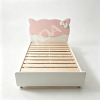 Ensemble de chambre d'enfant rose avec nœud papillon et puzzle bleu, suite complète pour chambre d'enfant avec lit, armoire, bureau, table de chevet pour garçons et filles