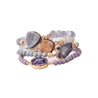 Bracelets ajustables personnalisés en perles de 8 mm, bijoux Druzy, pierres précieuses brutes, pierres naturelles, bracelet en cristal
