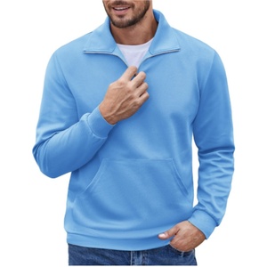MOQ 50 Half <b>Zip</b> Sweatshirt Men's Quarter <b>Zip</b> <b>up</b> Long Sleeve Casual Polo Sweatshirt Slim Fit Mock Neck Sweaters with Pocket - Product Image 6