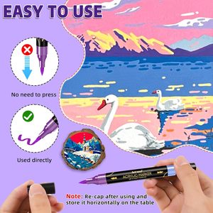 Pennarelli Acrilici 48 <span class=keywords><strong>Colori</strong></span>, 24 Pennarelli Acrilici a Doppia Punta per Pittura su Roccia - Product Image 4