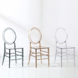 Wholesale Stackable Transparent Acrylic Chairs Plastic chair For Weddings Round backrest transparent Hotel Banquet chair