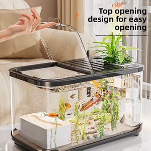 <span class=keywords><strong>Acquario</strong></span> di Lusso in Plastica con Coperchio, Vasca <span class=keywords><strong>per</strong></span> Pesci Trasparente Creativa <span class=keywords><strong>per</strong></span> Arredamento da Salotto, Habitat Traspirante <span class=keywords><strong>per</strong></span> <span class=keywords><strong>Tartarughe</strong></span> - Product Image 4