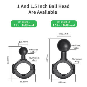 VINmounts 1-inch medium tubular rail ball head base, 360-degree adjustable mount, suitable for 28mm-<b>38mm</b> <b>pipes</b> VIN-BC-3U-1 - Product Image 3