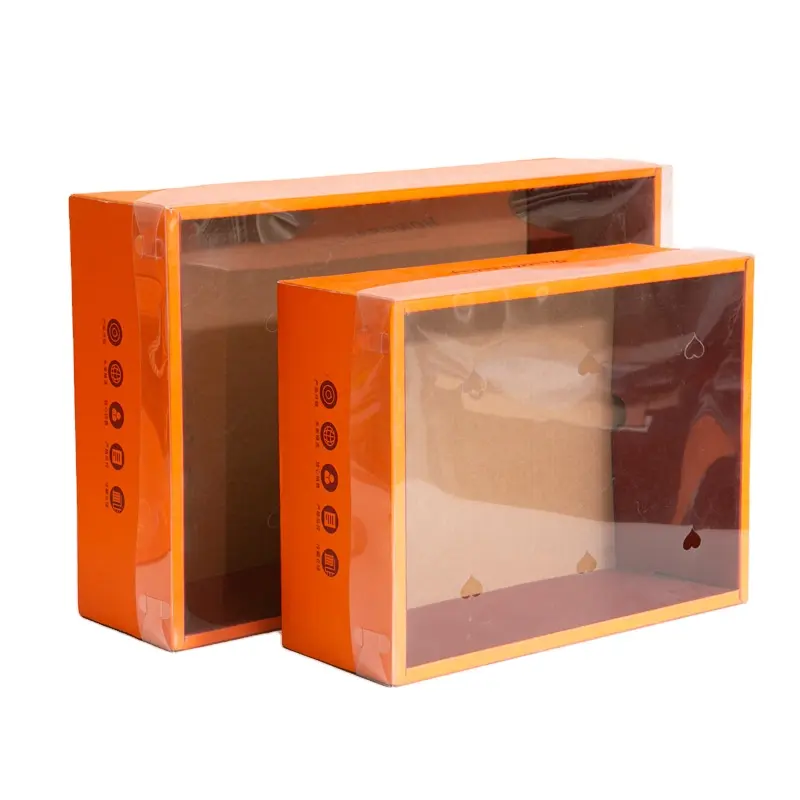 Orange cộng với trong suốt Bìa trái cây hộp quà tặng bao bì cao cấp carton