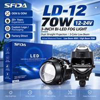 Feux antibrouillard à double faisceau tricolores de 3 pouces LD-12 70W 6000K, lentille de projecteur bi-LED pour voiture avec des performances de luminosité élevées