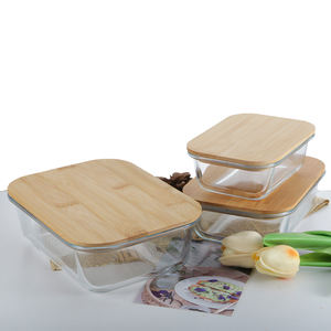 Haute Borosilicate Verre <span class=keywords><strong>Bambou</strong></span> Bois Couvercle Frais Boîte À Lunch Ensemble Bol <span class=keywords><strong>En</strong></span> Verre Micro-ondes Spécial Scellé Boîte À Lunch - Product Image 5