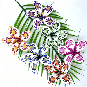 Pique à cheveux en mousse EVA motif <span class=keywords><strong>tortue</strong></span> tribale polynésienne, fleur de frangipanier hawaïenne pour fête de Luau sur la plage - Product Image 2