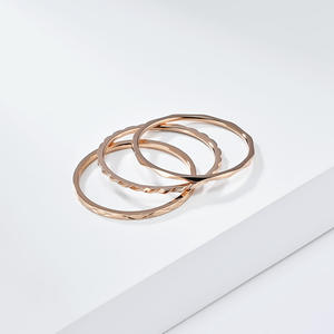 Three Piece Stackable Rose Gold <b>Rings</b> 1mm Geometric Design Women's Pinky Jewelry Gift - Product Image 4