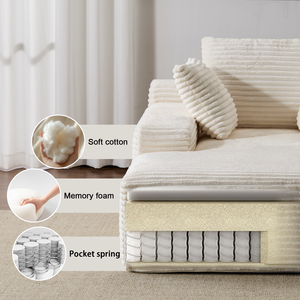 Sofá de 2 Plazas de Piel Sintética de Lujo, Sofá Modular Extra Grande con Cojín de Muelles Ensacados para Dormitorio o Apartamento - Product Image 4