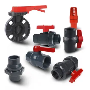 China Supplier Manufacturing Grey color plastic 2 Way Straight Through Type PVC Ball Valve