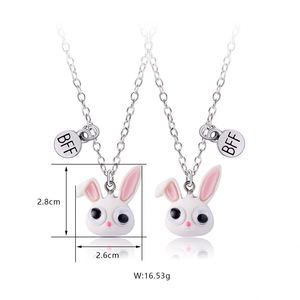 สร้อยคอการ์ตูนกระต่ายน่ารัก2ชิ้น/เซ็ตสำหรับเด็กผู้หญิงชุดสร้อยคอจี้เครื่องรางกระต่ายตาโตทำจากยางเรซินสำหรับเพื่อนรัก - Product Image 2
