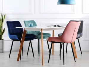 Ensemble <span class=keywords><strong>de</strong></span> table à manger dernier cri avec <span class=keywords><strong>8</strong></span> <span class=keywords><strong>chaises</strong></span> <span class=keywords><strong>grises</strong></span> en velours capitonné pour salle à manger et cuisine - Product Image 4