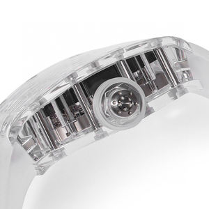 Montre Squelette Transparente Forme Baril Homme de Luxe avec Bracelet en Caoutchouc Fluoré Blanc – Élégante et Tendance pour le Quotidien et les Fêtes – Offre Spéciale - Product Image 3