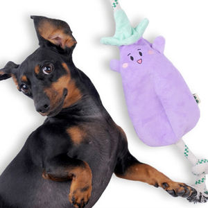 Designer Custom natale melanzane grandi peluche cane corda giocattolo morbido <span class=keywords><strong>Squeaker</strong></span> pacchetto giocattolo - Product Image 3