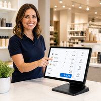 Terminal de point de vente tout-en-un avec écran tactile de 15,6 pouces, affichage client LED à 8 chiffres, processeur Intel N97, 8 Go de RAM, 256 Go de SSD, Windows 10, Wi-Fi 6