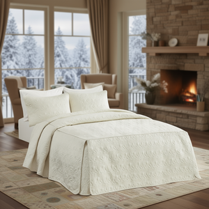 Cubrecama DB Cream King-Size de 3 Piezas, Acolchado, de Algodón con Diseño de Patchwork para el Hogar - Product Image 2