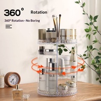 Organisateur de maquillage rotatif à 360 degrés en acrylique de forme circulaire détachable