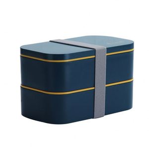 กล่องข้าวพลาสติกสองชั้นแบบญี่ปุ่น พกพาสะดวก ความจุเยอะ ใช้กับไมโครเวฟได้ กล่องเบนโตะนักเรียนดีไซน์สร้างสรรค์ พร้อมช้อนส้อม - Product Image 5