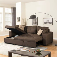 Chine vendeur personnalisé salon tissu canapé-lit convertible en forme de L coin canapé-lit ensemble avec chaise de rangement
