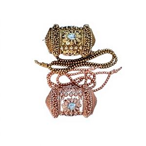 Pochette de soirée indienne de créateur pour femme, ornée de pierres et de perles, avec fermeture à rabat - Product Image 1