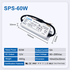 Hyrite UL IP67 กันน้ำสำหรับอุตสาหกรรม กำลังไฟ 12V 24V 60W 90W SMPS LED สวิตชิ่งเพาเวอร์ซัพพลาย AC DC ไดรเวอร์ ป้องกันการโอเวอร์โหลด - Product Image 5