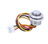 Interrupteur piézoélectrique à chanfrein de 19 mm, 1NO, éclairage annulaire LED, bouton-poussoir momentané, étanche IP68, automobile, acier inoxydable, aluminium