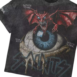 T-shirt Oversize Boxy Streetwear Personnalisé Homme Coton Lourd 300 GSM Impression DTG Graphique Délavé à l'Acide Style <span class=keywords><strong>Manga</strong></span> Vintage - Product Image 4