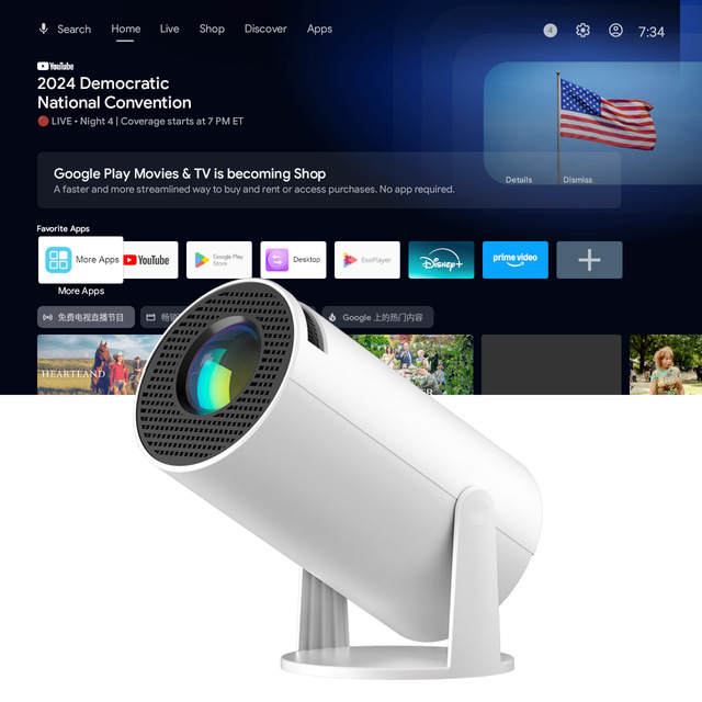 High Quality Android 14 Home Theater System Outdoor 4K Projection Smart Mini Projector for Mobile Phones Easy Operation
